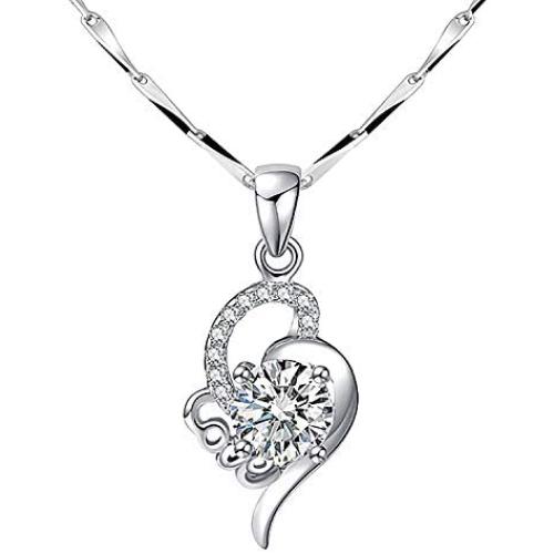 Brands Platinum Plated Sparky Cubic Zirconia Love Heart Arrow Pendant Necklace for Women Valentines Lover Gifts for Girlfriend ZY063