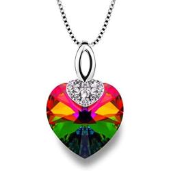 Komking Love Heart Pendant Necklace and Earrings for Women, Swarovski Jewelry Sets Birthday/Anniversary Christmas Jewelry Gifts for Women Mom/Wife/Sister/Best Friend