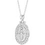 925 Sterling Silver Clear CZ Miraculous Virgin Mary Medal Pendant Necklace Ladies 19''