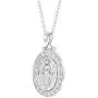 925 Sterling Silver Clear CZ Miraculous Virgin Mary Medal Pendant Necklace Ladies 19'' 925 Sterling Silver Clear CZ Miraculous Virgin Mary Medal Pendant Necklace Ladies 19''