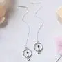 HZJCC White gold plated Cat dangle Earrings for women long chain drop earrings Tassels Jewelry HZJCC White gold plated Cat dangle Earrings for women long chain drop earrings Tassels Jewelry