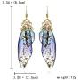 BELLA-Bee Butterfly Wing Drop Dangle Earrings Gold Plated Crystal Rhinestone for women girls wedding Jewelry