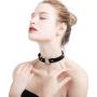 MOWOM Black Red Pink Purple Alloy Genuine Leather Necklace Choker Collar Heart Adjustable Rock