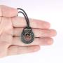 HAQUIL Viking Runes Necklace - Metal Alloy, Norse Runic Coin Talisman Pendant - PU Leather Cord, 19.7''