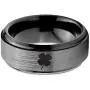 Lucky Charm Four Leaf Clover Ring - Tungsten Band 8mm - Men - Women - 18k Rose Gold Step Bevel Edge - Yellow - Grey - Blue - Black - Brushed - Polished - Wedding - Gift Dome Flat