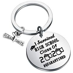 FAADBUK Graduation Inspirational Gift Class of 2021 Graduate Keychain I Survived Kindergarten High School University Quarantined Jewelry Graduation Friendship Gift for Her Him
