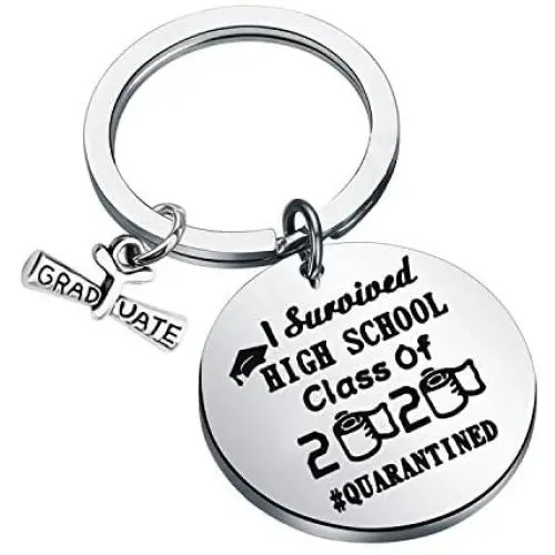 FAADBUK Graduation Inspirational Gift Class of 2021 Graduate Keychain I Survived Kindergarten High School University Quarantined Jewelry Graduation Friendship Gift for Her Him