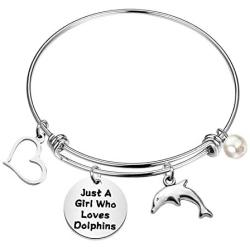 FAADBUK Funny Dolphins Bracelet Animal Lover Gift Just A Girl Who Loves Dolphins Jewelry Bracelet Dolphins Lover Gift Dolphins Jewelry