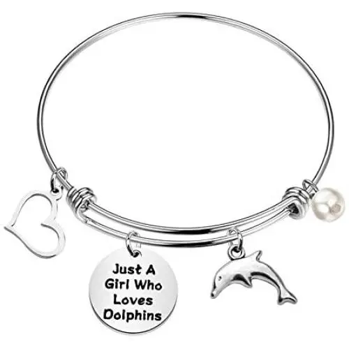 FAADBUK Funny Dolphins Bracelet Animal Lover Gift Just A Girl Who Loves Dolphins Jewelry Bracelet Dolphins Lover Gift Dolphins Jewelry