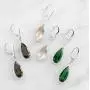 Pear Cut Gemstone and White Topaz Halo Dangle Leverback Earrings in Sterling Silver (18x8mm) Pear Cut Gemstone and White Topaz Halo Dangle Leverback Earrings in Sterling Silver (18x8mm)