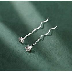 SLUYNZ 925 Sterling Silver Plumeria Flowers Tassel Earrings Dangle for Women Teen Girls Plumeria Flowers Earrings Threader Earrings