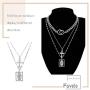 Favelo Religious Layered Choker Necklace Silver Interlocking Circle Cross Pendant Necklaces Chain Hollow Rectangle Chain Jewelry Adjustable for Women and Girls (Silver)
