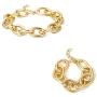 2 Pcs Wide Cuban Curb Link Necklace Bracelet Set Punk Metal Necklace Bracelet Set Trendy Gold Silver Plated Necklace for Women Girls Jewelry