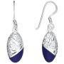 Silverly Womens .925 Sterling Silver Blue Filigree Oval Swirl Earrings Necklace Jewellery Set, 18''