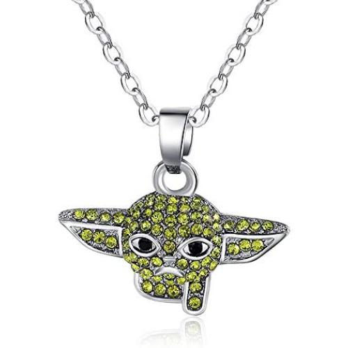hanreshe Baby Master Necklace Crystals Master Skywalker Pendant Baby Mandalorian Jewelry Cosplay Costume Women Men Gift