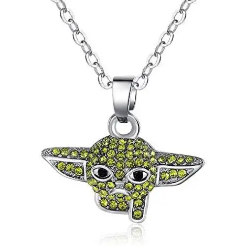 hanreshe Baby Master Necklace Crystals Master Skywalker Pendant Baby Mandalorian Jewelry Cosplay Costume Women Men Gift