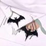 Halloween Gothic Black Bats Dangle Earrings for Women Girls Acrylic Long Dangle Bat Hook Drop Earrings Jewelry