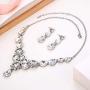 EVER FAITH Womens Wedding Jewelry Rhinestone Crystal Flower Teardrop Pendant Necklace Dangle Earrings Set