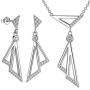 Besilver Valentine Gift Triangle Necklace Earrings Set Women Men 925 Sterling Silver 18K Gold Filled Cubic Zirconia Triangle Jewish Chai Necklace Jewelry Gift