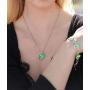 Leafael Infinity Love Crystal Heart Bundle Jewelry Set Opal Jade Green Healing Stone for Luck Gifts for Women Necklace Earrings Bracelet, Silver-tone