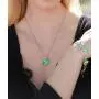 Leafael Infinity Love Crystal Heart Bundle Jewelry Set Opal Jade Green Healing Stone for Luck Gifts for Women Necklace Earrings Bracelet, Silver-tone