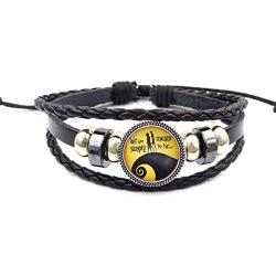 Jack and Sally Nightmare Before Christmas Adjustable Hand Woven Leather Bracelet-2