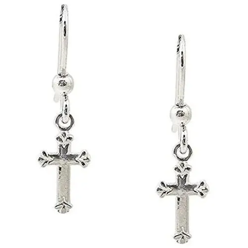 925 Solid Sterling Silver Tiny Dangling Cross – Small Dangle Cross with Flower Tips – Minimalist Jewelry 925 Solid Sterling Silver Tiny Dangling Cross – Small Dangle Cross with Flower Tips – Minimalist Jewelry