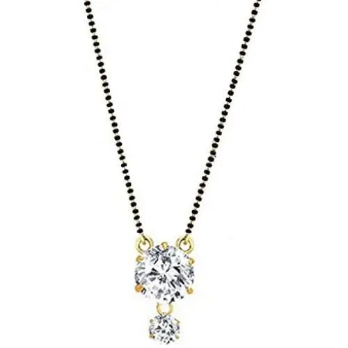 Efulgenz Indian Bollywood Traditional Gold Plated American Diamond CZ Mangalsutra Pendant Necklace Jewelry for Women Efulgenz Indian Bollywood Traditional Gold Plated American Diamond CZ Mangalsutra Pendant Necklace Jewelry for Women