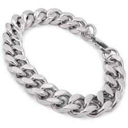Steelmeup Stainless Steel Simple Curb Cuban Link Chain Bracelet for Men Boys 6mm 8mm 10mm 12mm 7inch 8inch 9inch
