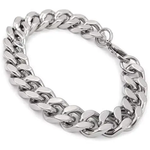 Steelmeup Stainless Steel Simple Curb Cuban Link Chain Bracelet for Men Boys 6mm 8mm 10mm 12mm 7inch 8inch 9inch Steelmeup Stainless Steel Simple Curb Cuban Link Chain Bracelet for Men Boys 6mm 8mm 10mm 12mm 7inch 8inch 9inch
