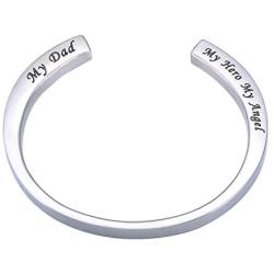 K-Y Engraved Memorial Urn Bracelet Stainless Steel Cremation Urn Bracelet Ashes Keepsake Jewelry (My Dad My Hero My Angel)