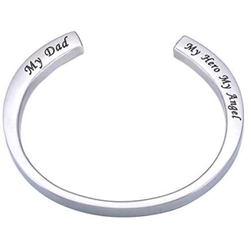 K-Y Engraved Memorial Urn Bracelet Stainless Steel Cremation Urn Bracelet Ashes Keepsake Jewelry (My Dad My Hero My Angel)