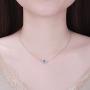TONGZHE Blue Evil Eye Pendant Necklace in Sterling Silver 925 with Cubic Zirconia CZ and 16''+2'' Cable Chain