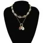 The Woos Layered Simulated Chain Choker Shell Map Heart Crystal Pendant Necklace Hollow Out Round Circle Punk Chunky Gold Long Chain Statement Choker Necklace for Women Girls Jewelry