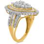 Jewelili 10kt Yellow Gold 2cttw Baguette and Round Diamond Ring