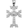 Middle Eastern Jewelry Sterling Silver Eternity Khachkar Armenian Cross Pendant Necklace (Small)