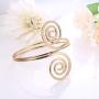 Finrezio 3Pcs Upper Arm Bracelet Open Cuff Armlets Simple Coil Swirl Armband Jewelry Set Dia.3” Adjustable