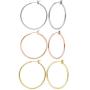 3 Pairs Rose Gold Plated Hoop Earrings for Women Girl Fashion Sensitive Ears
