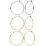 3 Pairs Rose Gold Plated Hoop Earrings for Women Girl Fashion Sensitive Ears