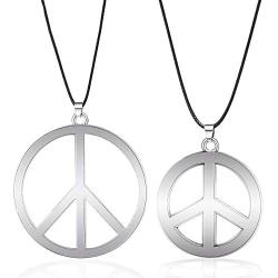 Top TAX Store 2Pcs Peace Sign Pendant Necklaces-60s 70s Hippie Party Dressing Accessories Hippie Pendant Necklace for Men Women