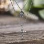 Steve Madden 28'' Oxidized Stainless Steel Box Chain Cross and Marie Concue Sans Peche Oval Medallion Duo Pendant Necklace For Men