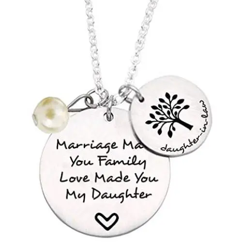 Daughter in Law Gift Marriage Made You Family Love Made You My Daughter Family Tree Pendant Necklace Wedding Gifts Daughter in Law Gifts from Mother in Law Daughter in Law Gift Marriage Made You Family Love Made You My Daughter Family Tree Pendant Necklace Wedding Gifts Daughter in Law Gifts from Mother in Law