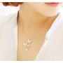 XINSHUN Real 925 Sterling Silver Long Zircon Butterfly Necklaces Pendant Fashion Sterling Silver Jewelry Statement Chain Necklace for Women Ladies Girls Gifts