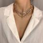 Statment Big Butterfly Pendant Necklace Rhinestone Chain for Women Girl Bling Bling Gold Silver Chain Shiny Crystal Choker Necklace Jewelry Gifts