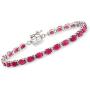Ross-Simons 7.00 ct. t.w. Ruby and .20 ct. t.w. White Topaz Tennis Bracelet in Sterling Silver With Magnetic Clasp