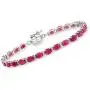 Ross-Simons 7.00 ct. t.w. Ruby and .20 ct. t.w. White Topaz Tennis Bracelet in Sterling Silver With Magnetic Clasp Ross-Simons 7.00 ct. t.w. Ruby and .20 ct. t.w. White Topaz Tennis Bracelet in Sterling Silver With Magnetic Clasp