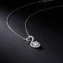APOTIE 925 Sterling Silver Open Heart Necklace - Birthstone CZ Pendant Jewelry Gift for Mom Girls Women