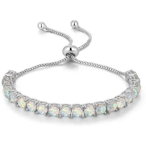 CiNily Adjustable Silver Plated Opal Tennis Bracelet for Women Girls - Fashion Jewelry Gift | Opal Bracelets in Sterling Silver,Rose Gold and Yellow Gold Plating CiNily Adjustable Silver Plated Opal Tennis Bracelet for Women Girls - Fashion Jewelry Gift | Opal Bracelets in Sterling Silver,Rose Gold and Yellow Gold Plating