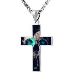 PETWIN Unisex American 3D Football Cross Chain Pendant Necklace Crucifix Religious Jewelry for Men Women