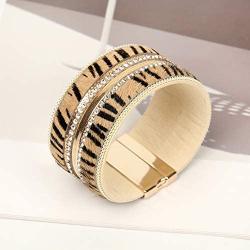 ORNAPEADIA Bohemia bracelet for women leopard bracelet–leather wrap cuff women Jwelry